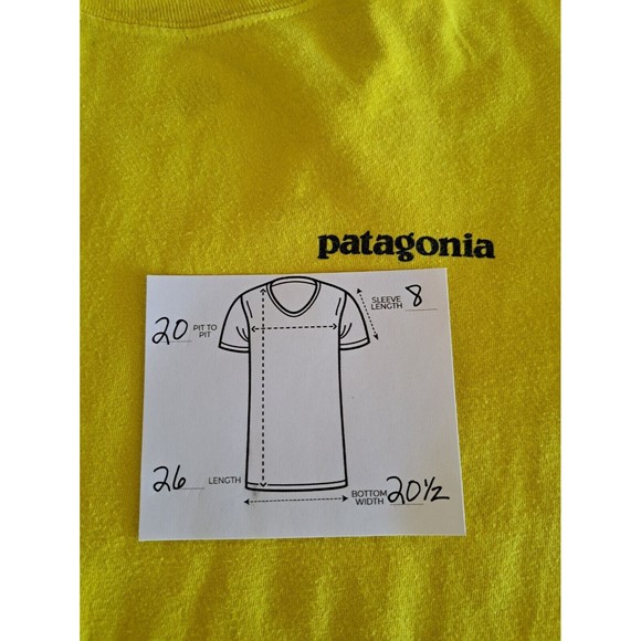 Patagonia Organic Cotton Yellow Logo Spellout T Shirt Men's Size Small S - Picture 3 of 9